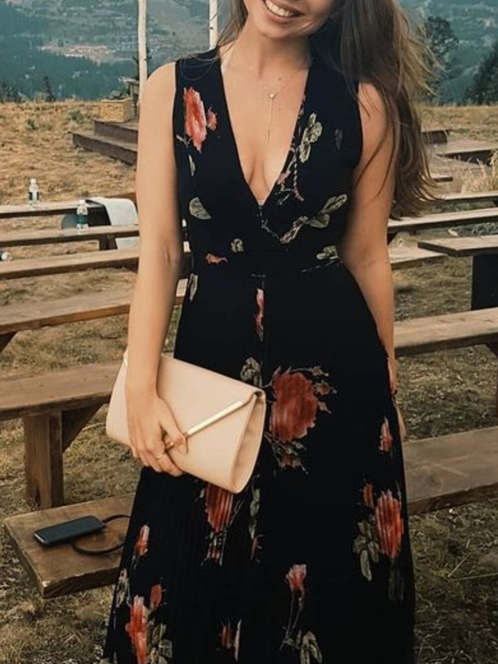 Aritzia Wilfred Floral Pleated Midi Dress